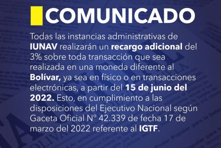 Recargo adicional del 3% sobre las transacciones administrativas